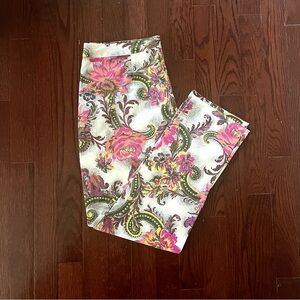 Topshop Multicolor Floral Cropped Pants, Size 6
